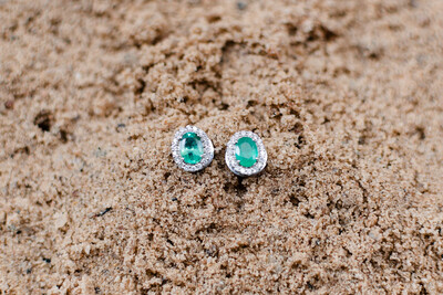 Foto Brinco Ouro 18k com Esmeraldas e Brilhantes