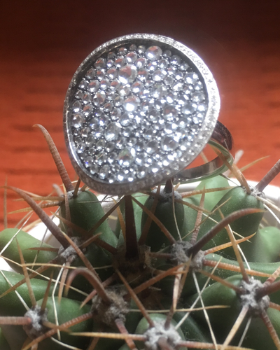 Foto Anel Em Ouro Branco 18k Com Diamantes Rose Cut e Diamantes