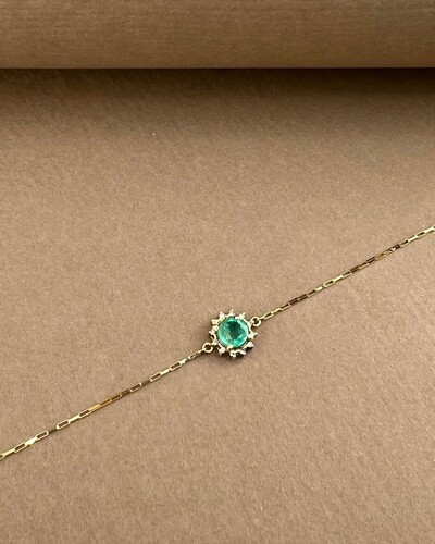 Foto Pulseira Ouro 18k com Esmeralda e Brilhantes