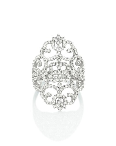 Foto Anel Arabesco Ouro Branco 18k Com Diamantes