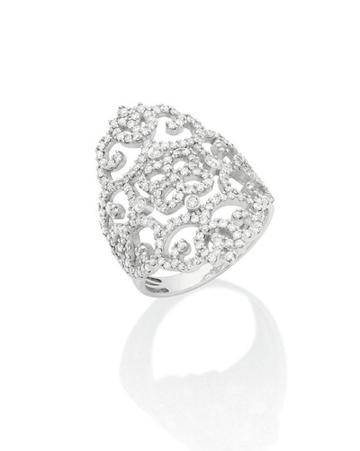 FotoAnel Arabesco Ouro Branco 18k Com Diamantes