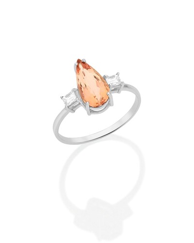 Foto Anel Ouro 18k Com Topazio Imperial e Diamantes