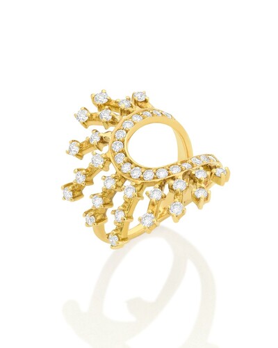 FotoAnel Solar Ouro Amarelo 18k Com Diamantes