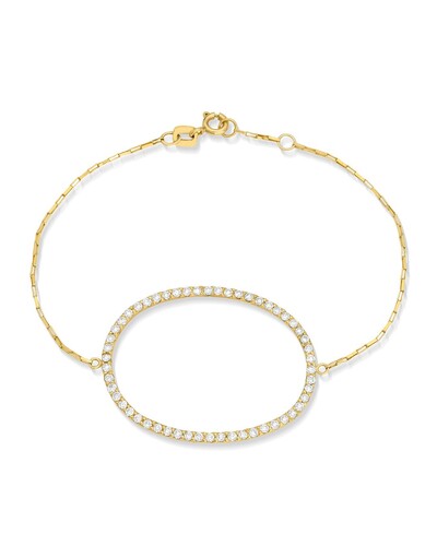 Foto Pulseira Ouro Amarelo com Centro Oval Cravejado de Brilhantes