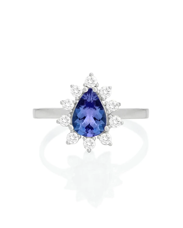 Anel Em Ouro 18k Com Tanzanita e Brilhantes