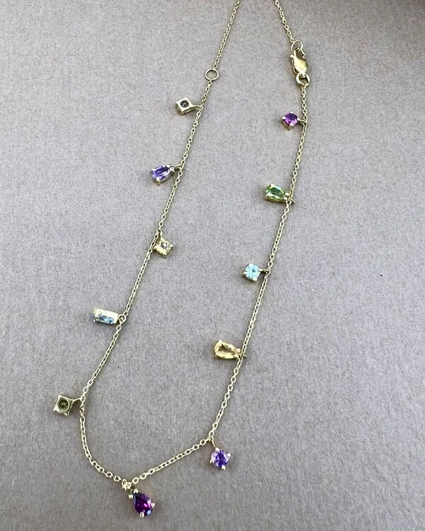 Tornozeleira Ouro 18k com Pedras Preciosas