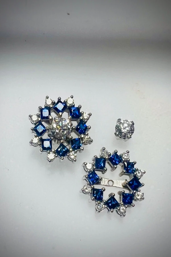 Brinco Ouro 18k Safira Brilhante