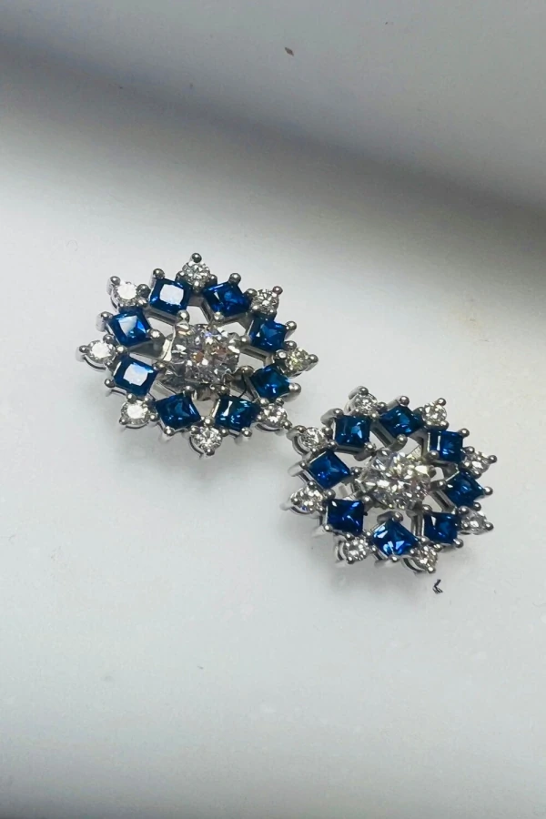 Brinco Ouro 18k Safira Brilhante