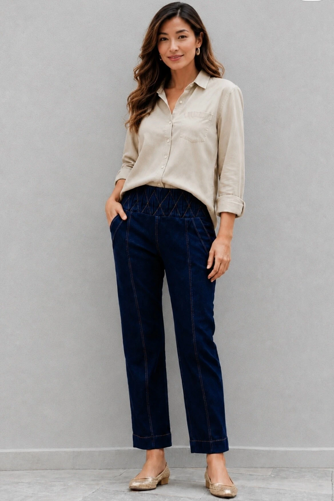 Foto Calça malha jeans escuro Larissa