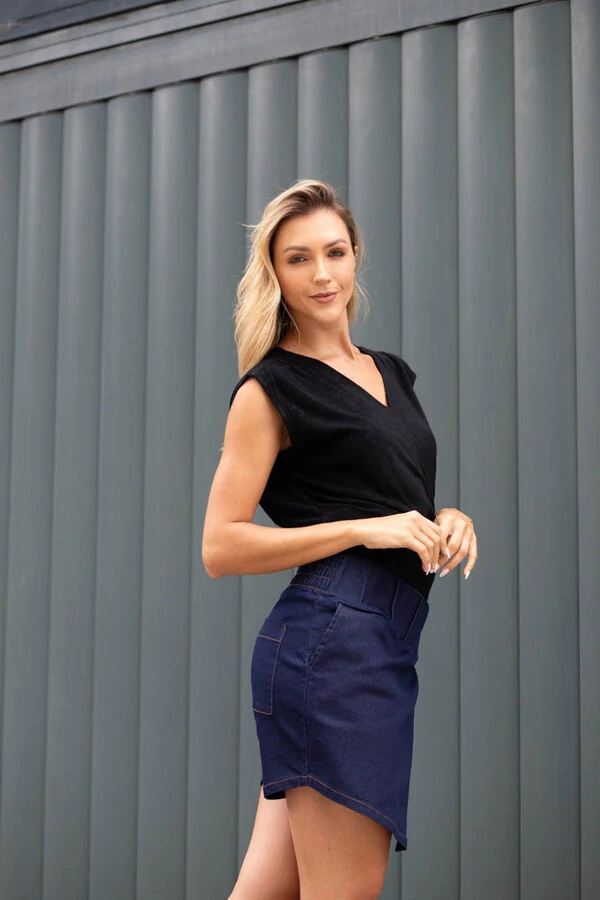 Shorts Saia malha jeans Jully