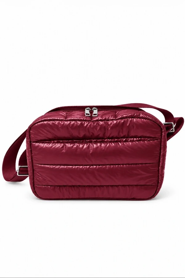 Bolsa Transversal Puffer em Nylon Bordo