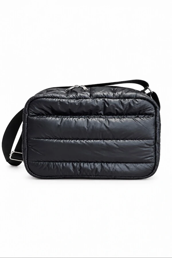 Bolsa Transversal Puffer em Nylon Preta