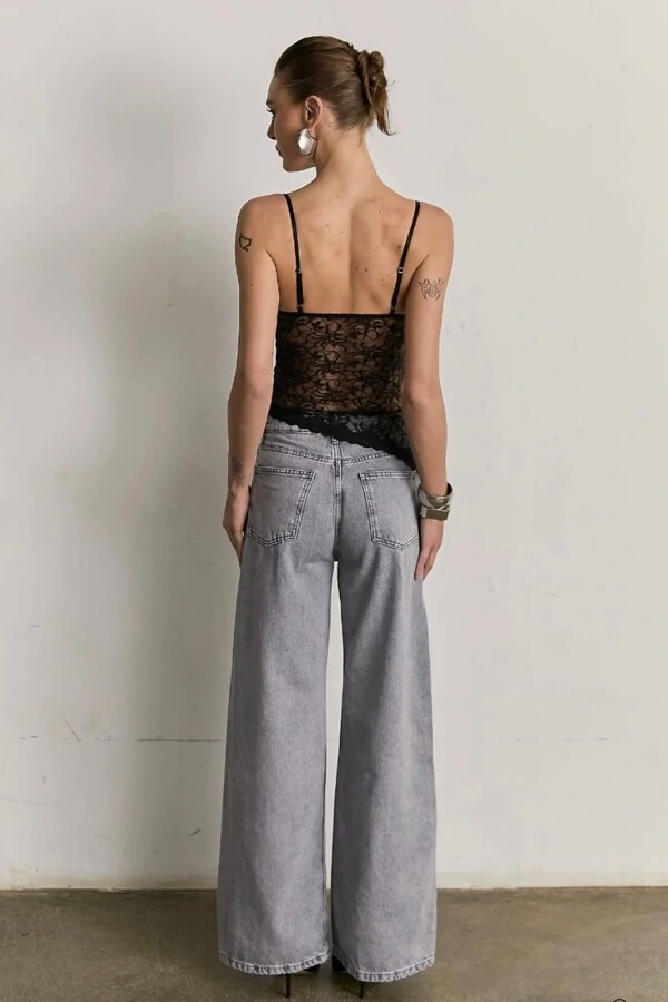 Calça Wide Leg Cinza