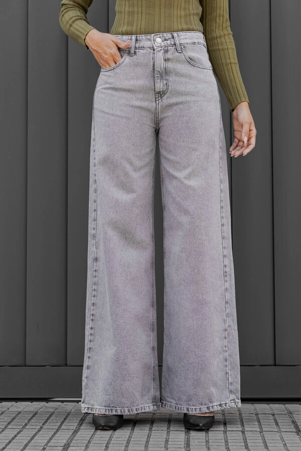 Calça Wide Leg Cinza