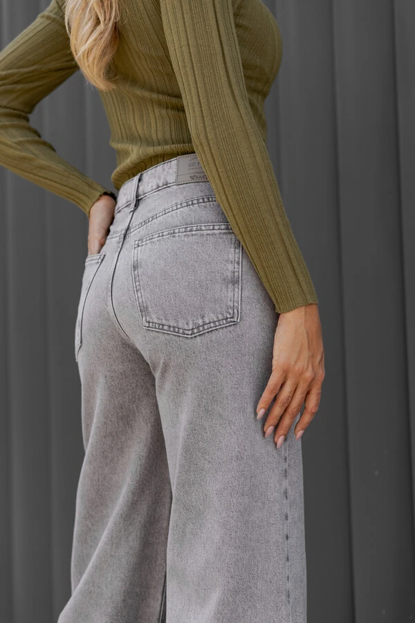 Calça Wide Leg Cinza