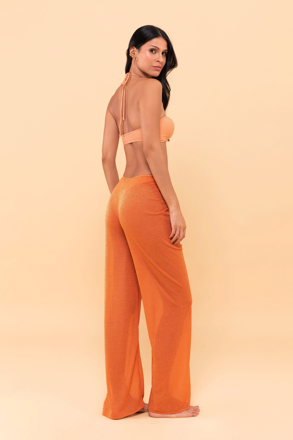 Calça Kefera Laranja Lurex