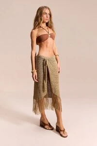 Saia Crochê Longa Bege