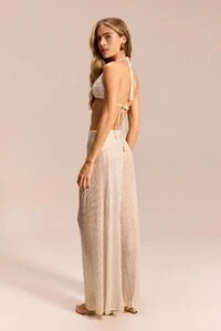 Calça Off-white e Dourado Solene