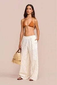 Calça Longa Caieiras Paetês Off-White
