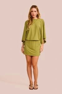 Vestido de Praia Curto Luar Malha Verde Pistache