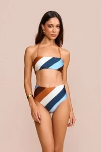Calcinha Biquíni Hot Pants Taiti Listrado Azul
