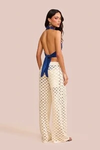 Blusa Frente Única Évora Veludo Azul Marinho