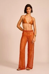 Calça Longa Caieiras Lurex Laranja Aperol