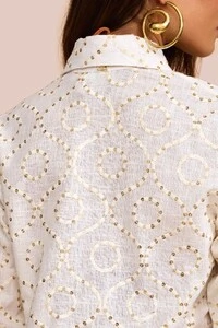 Camisa Manga Longa Arabesco Paetês Off-White
