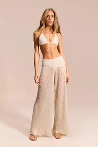 Calça Off-white e Dourado Solene