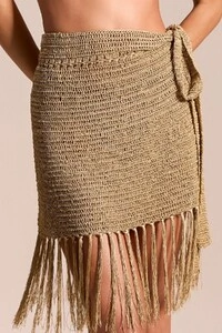 Saia Crochê Curta Bege