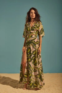 Cropped Gloria Folhas Rose - Forro Liso