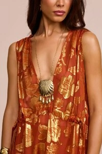 Saída de Praia Longa Saona Lurex Laranja Terracota