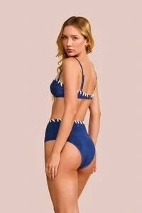 Calcinha Biquíni Hot Pants Cristalina Veludo Azul Marinho