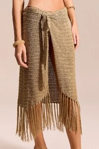 Saia Crochê Longa Bege