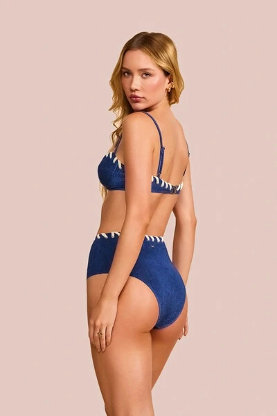 Foto Conjunto Biquíni Cristalina Veludo Azul Marinho