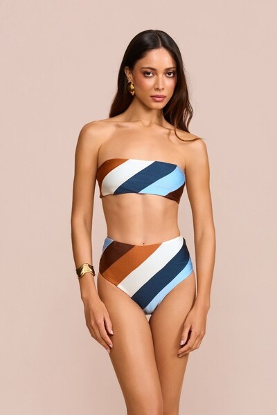 FotoCalcinha Biquíni Hot Pants Taiti Listrado Azul