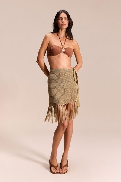 Foto Saia Crochê Curta Bege