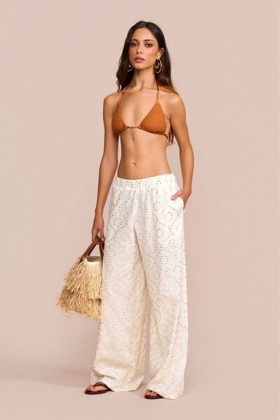 Foto Calça Longa Caieiras Paetês Off-White