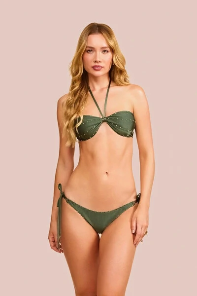 Foto Conjunto Biquíni Jaine Bordado Verde Musgo
