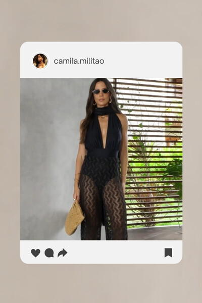 Look Maiô Anguila com Calça Caieiras