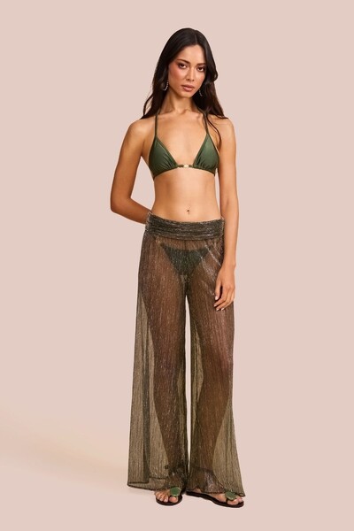 Foto Calça Pantalona Solene Tule Verde Musgo