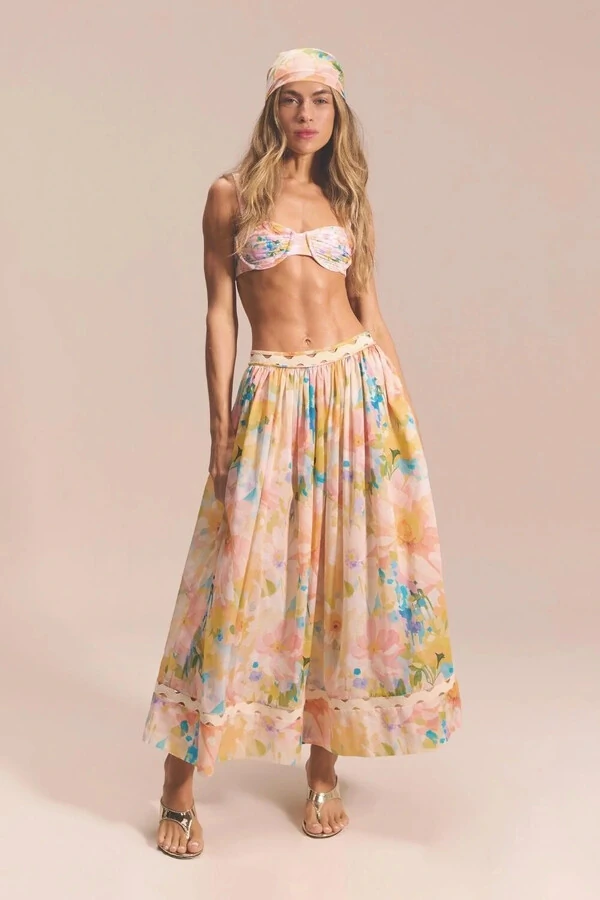 Conjunto Floral Top Chantal + Saia Marajó