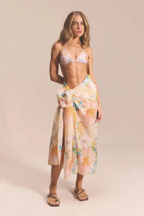 Conjunto Floral Biquini St. Martin + Canga Pannaeau New