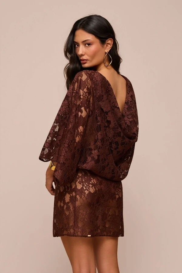Vestido Luar Marrom Choco