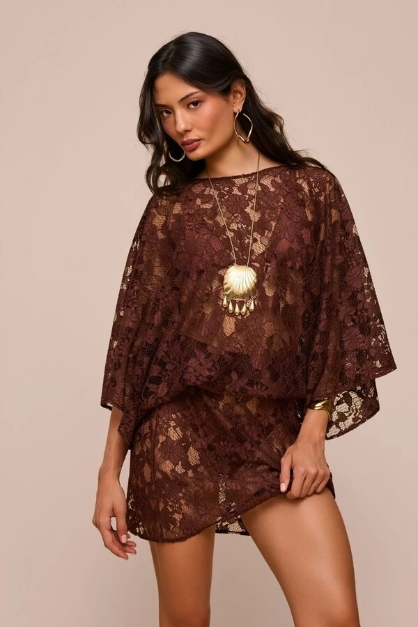 Vestido Luar Marrom Choco