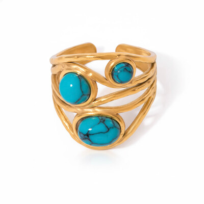Foto Anel Três Turquesas