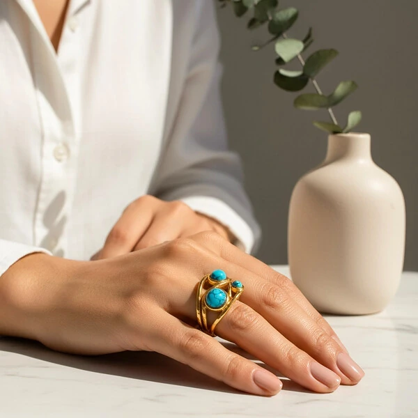 Anel Três Turquesas