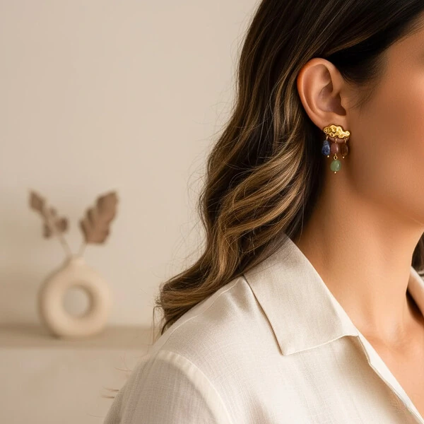 Brinco Nuvem Pedras Naturais