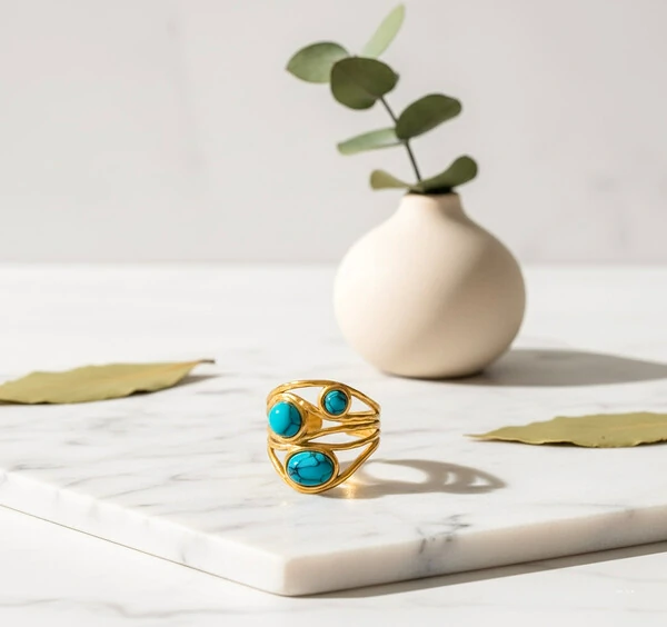 Anel Três Turquesas