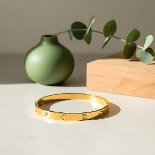 Bracelete Rígido Coração Cravejado Valentina